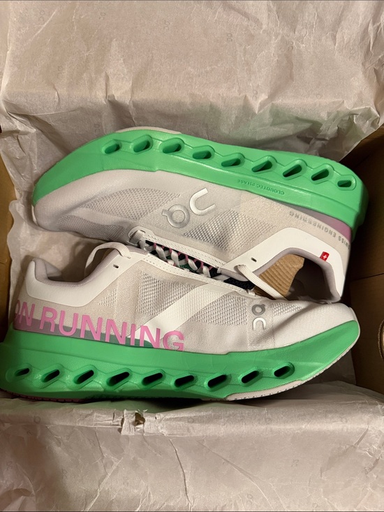 On Running Other - On Cloud Men’s Running Shoes White with Mint Green Sole and Pink Branding